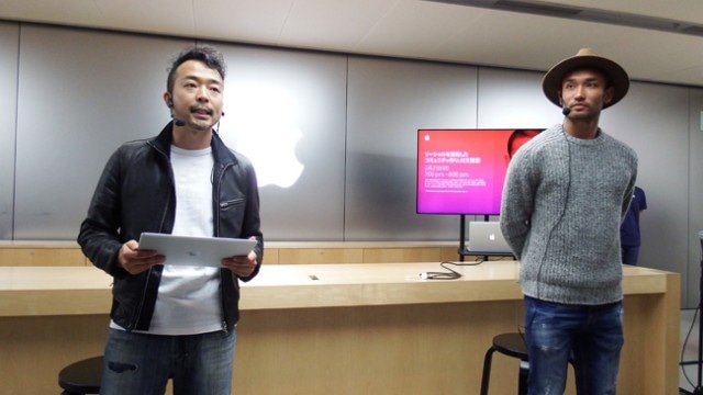2月21日夜、Apple Store 名古屋栄にて「ソーシャルを活用したコミュニティ作り：川又堅碁」と題したイベントが行われ、川又堅碁が参加。モデレーターの兼田知英氏とともに100名の参加者の前でトークを行った。